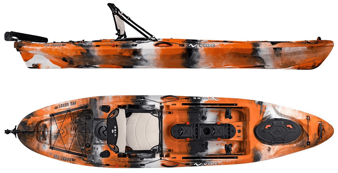 Vibe Kayaks Sea Ghost 110 11 Foot Angler Sit On Top Fishing Kayak with Adjustable Hero Comfort Seat & Transducer Port + Rod Holders + Storage + Rudder...